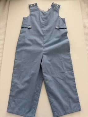 Blue Gingham Long John Jumpsuit